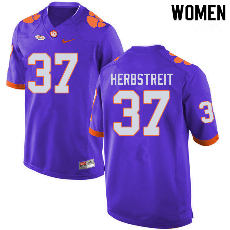 Women #37 Jake Herbstreit Clemson Tigers College Football Jerseys Sale-Purple